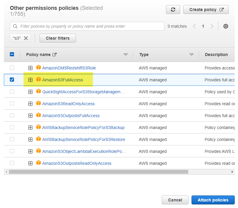 AmazonS3FullAccess Policy