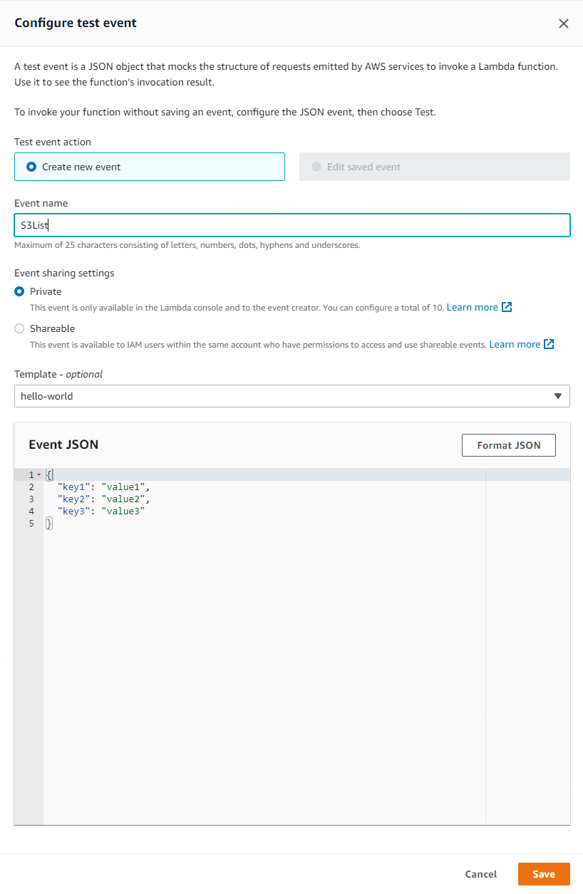 Configure Test Event