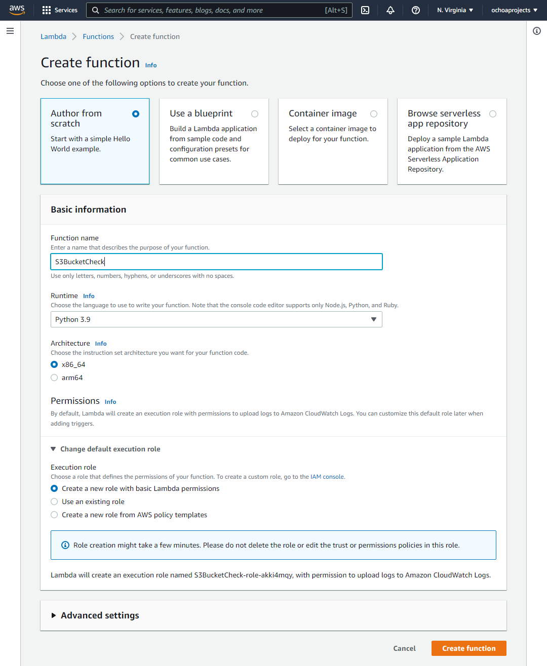 S3BucketCheck Create Function