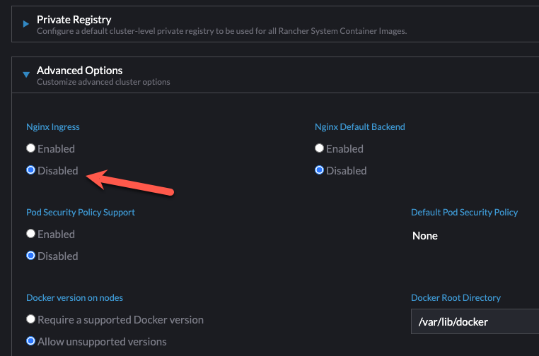 Advanced Cluster Options