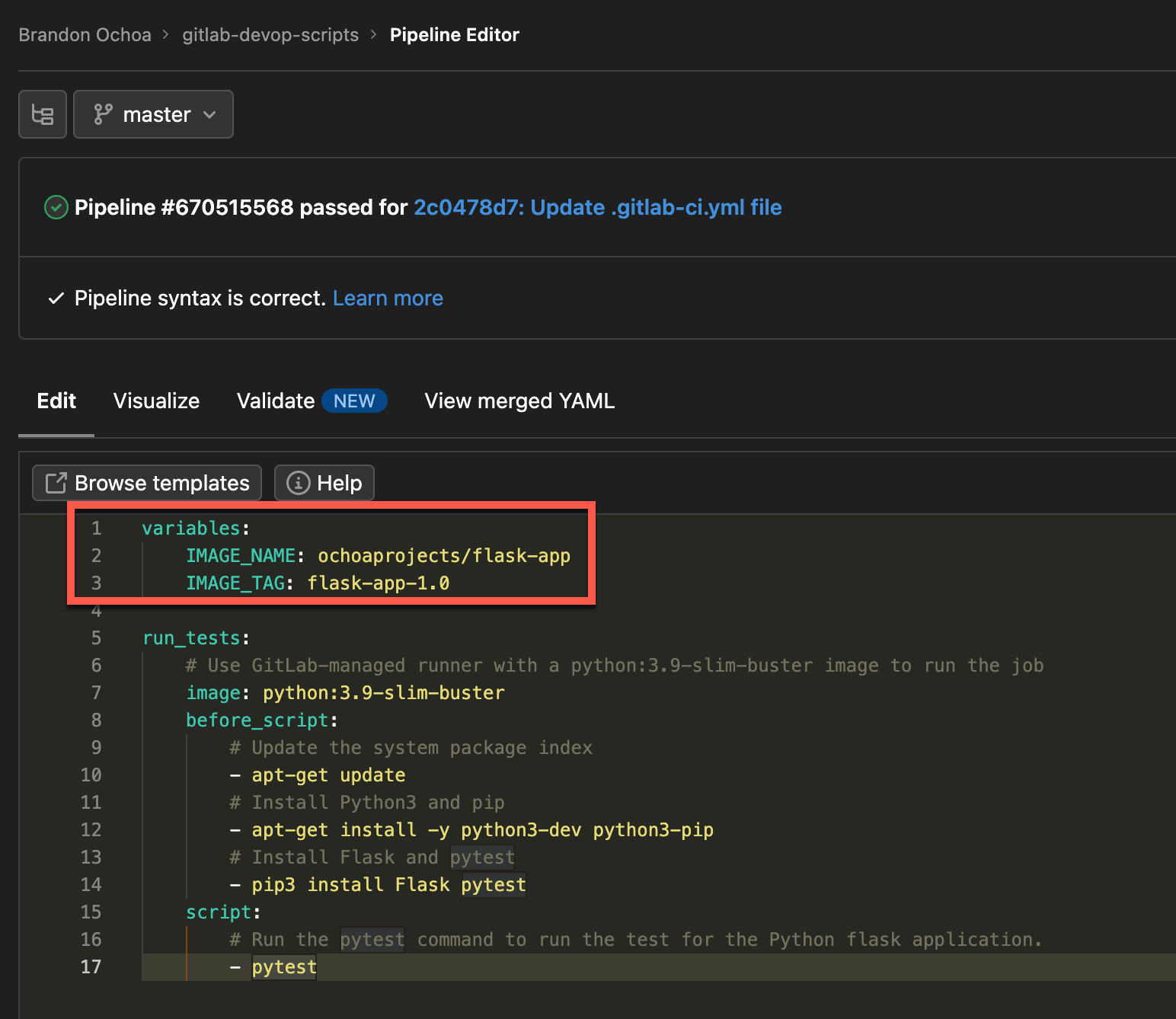 Added Variables to Pipeline Editor