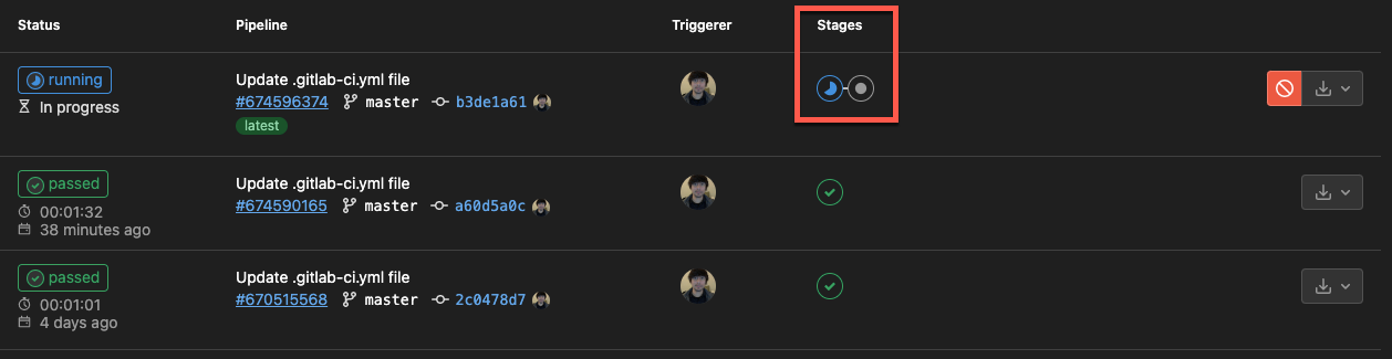 Viewing Stages in Pipeline