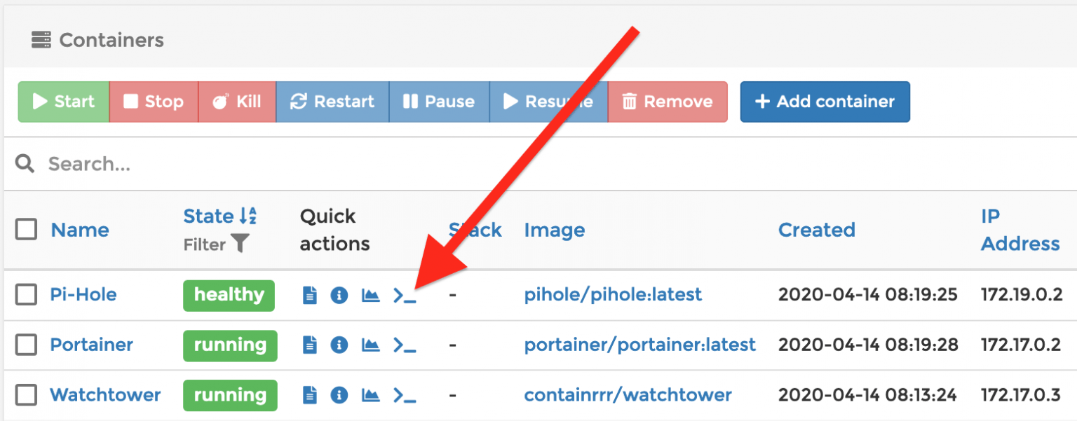 Portainer-Access-Console-Quick-Action