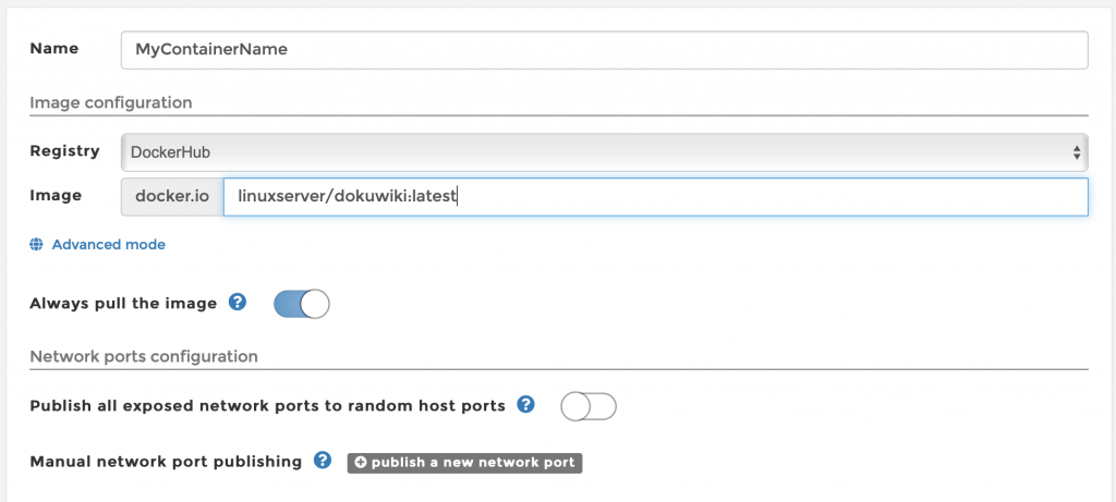 Portainer-Create-Container-Screen
