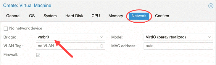 Configure Network Options for VM