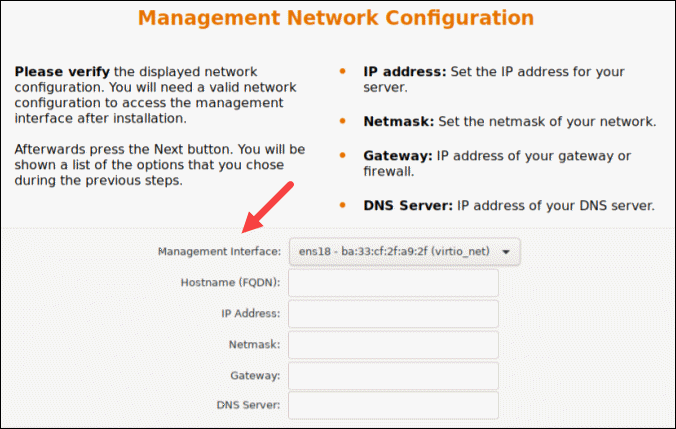 Network Management Configuration for ProxMox