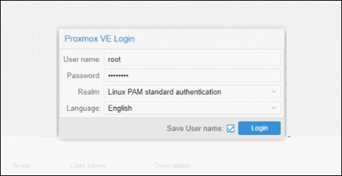 ProxMox VE Login