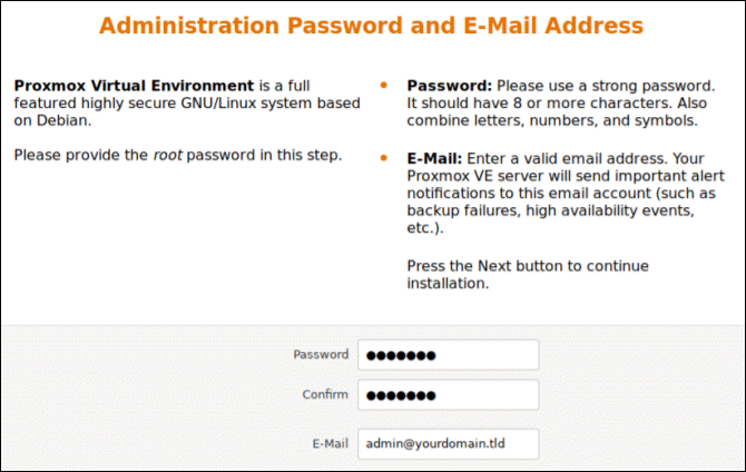 Set Administrator Password for ProxMox