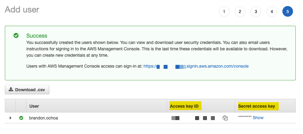 Save Access and Secret Key IDs